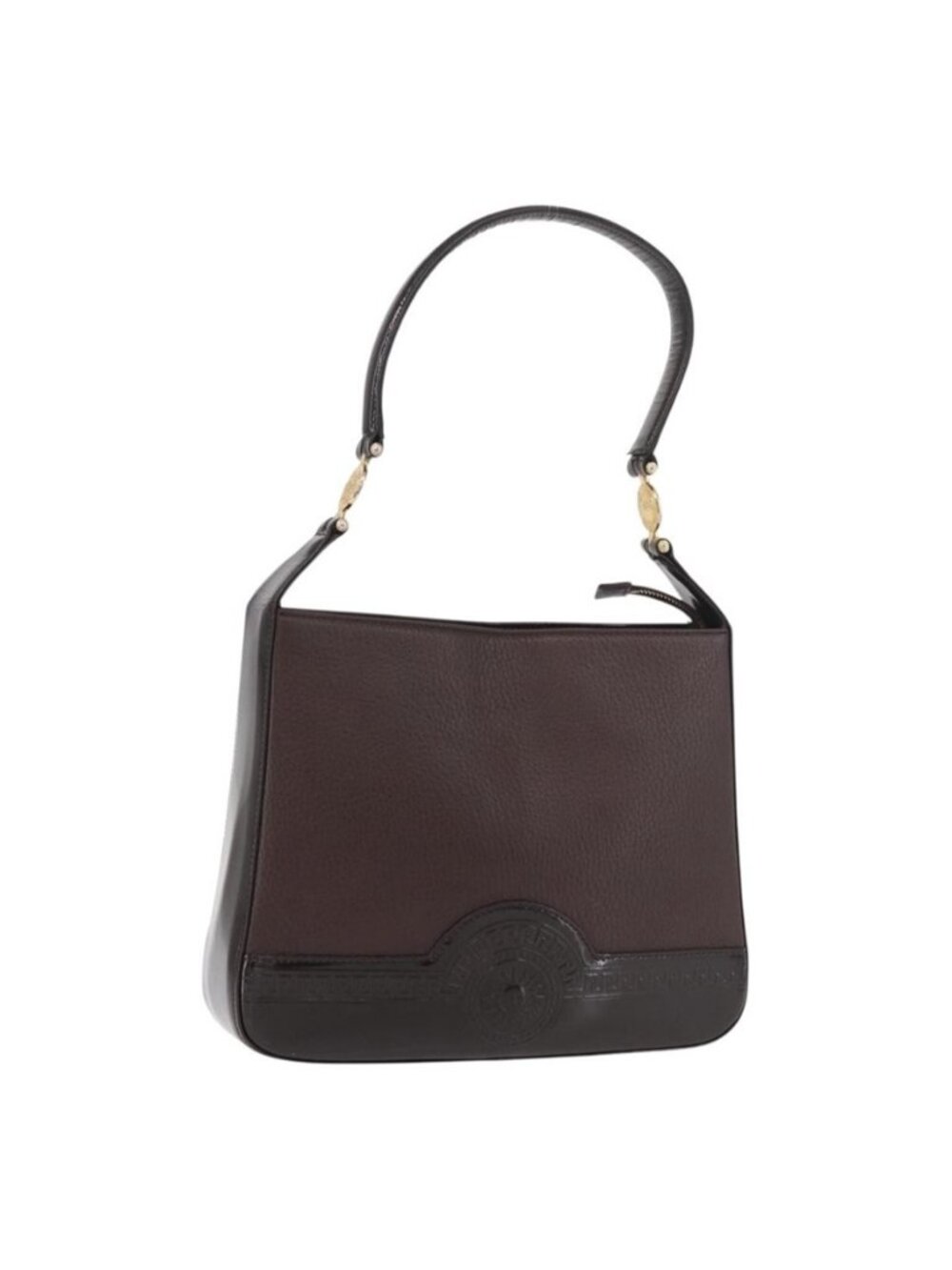 Authentic VERSACE Shoulder Bag Leather Brown Gold